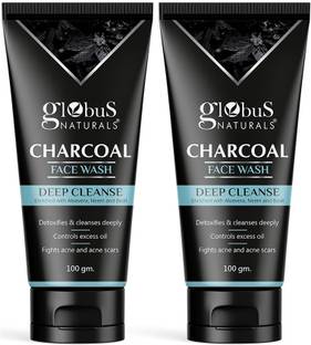 Globus Naturals Activated Charcoal  Enriched With Tea-Tree|Anti-Pollution|Anti-Acne| Face Wash