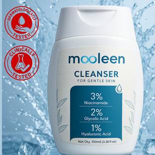 mooleen CLEANSER | 3% Niacinamide + Glycolic & Hyaluronic Acid | Brighten & Unclog Pores | For Men & Women Face Wash