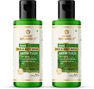 khadi ORGANIQUE Herbal Neem Tulsi Face & Body Wash , Anti Acne  - Set of 2 Face Wash