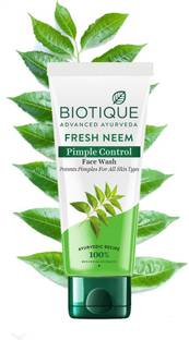 BIOTIQUE Fresh Neem Pimple Control | Ayurvedic and Organically Pure| Prevents Pimples |100% Botanical Extracts| Suitable for All Skin Types | 150mL Face Wash