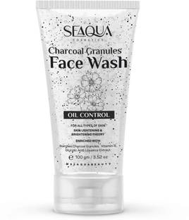 seaqua Charcoal Granules Facewash Sulphate and Paraben Free Facewash for Oily Skin (100 gm) Face Wash