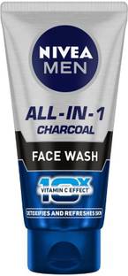 Nivea Men All In One Charcoal, 10X Vitamin C Effect,Removes Excess Oil,Detox Skin Cleanser Face Wash