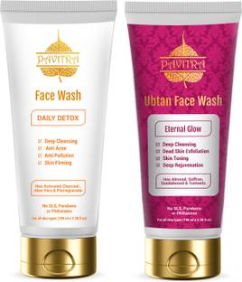 PavitraPlus Organic Activated Charcoal Acne Oil and Pollution Control  & Ubtan Face wash for Tan removal Combo Face Wash