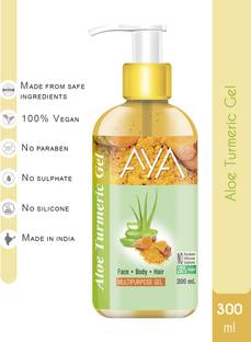 AYA Multipurpose Aloe Turmeric Gel, 300 ml for Face, Hair and Body Face Wash