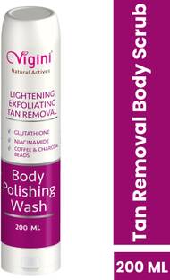 Vigini 100% Natural Actives Body Whitening Skin Lightening Brightening Exfoliating Polishing Glowing Moisturizing Fairness Face Scrub Shower Gel Wash Smooth Softer De Tan Removal, Dark Spots Hyper Pigmentation Remover Glutathione, Alpha Arbutin, Coffee, Niacinamide, Charcoal, Use With Serum Soap Cream Oil Lotion Kit Men Women Face Wash