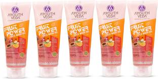 Ayouthveda Fruit Power | Pamper Your Skin With Fruity Fresh Experience | (Combo Pack of 5) (100ml each) Face Wash