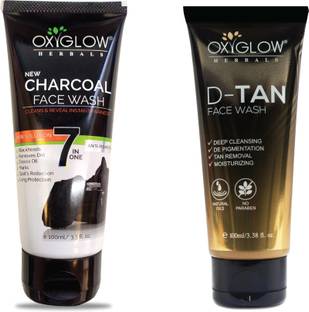 oxy glow herbals Charcoal  100 Gm & D-TAN  100 Gm (Combo Pack) Face Wash