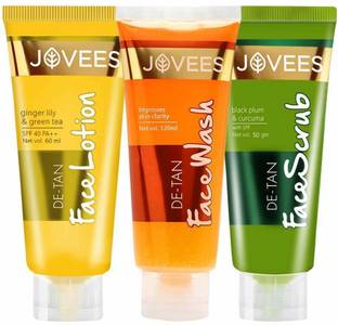 JOVEES Detan Routine (Set of 3) De-tan Face Lotion &  and Scrub Face Wash