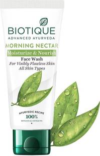 BIOTIQUE Morning Nectar Moisturize & Nourish | Contains Wild Turmeric, Neem Leaves, & Morning Nectar | Visibly Flawless Skin | Suitable Face Wash