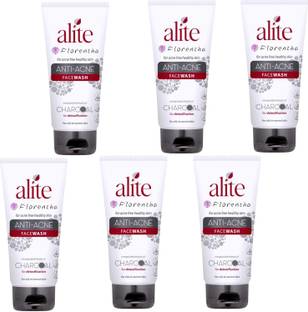 FLORENTHA ALITE ANTI ACNE CHARCOAL FACEWASH FOR ACNE FREE HEALTHY GLOWING SKIN PACK OF-70g x 6 Face Wash
