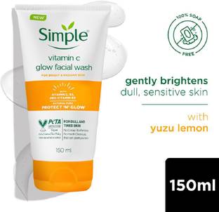 Simple Vitamin C Facial Wash | 100% Soap Free | Gentle Brightening Cleanser with Yuzu Lemon Face Wash