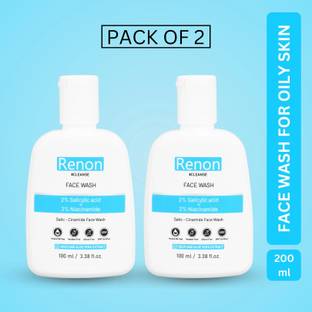 Renon 2 % Salicylic acid and 2 % Niacinamide Facewash with Neem and Aloe Vera Extract |Silicon Free | Oily and Acne Prone Skin Face Wash