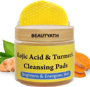 BEAUTYATH Kojic Acid & Turmeric Cleansing Pads for Younger-Looking Skin  50 Peds Face Wash
