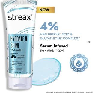 Streax Skin Hydrate & Shine Face wash cleanser,100 ml |All skin types Face Wash