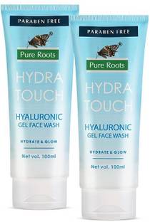 Pure Roots Hydra Touch Hyaluronic Gel  Pack of 2 - 100ML for Brightening, Glwoing, Cleansing  Face Wash