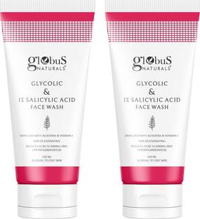 Globus Naturals Glycolic & 1% Salicylic Acid, Set of 2 Face Wash