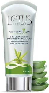 LOTUS Herbals White Glow 3 In 1 Deep Cleansing Skin Whitening Facial Foam 100 G Face Wash