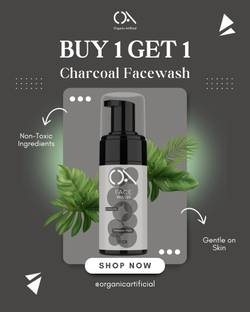 OA Organic Artificial Charcoal Foaming Face | For Detoxifying Skin | Paraben & Sulphate free 100 ML Each Face Wash