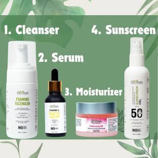 SKIN CENTIVES Complete Skin Care Routine Combos-Sunscreen Gel ,Vitamin C Face Serum, Moisturizer Gel and Cleanser For Face (Pack Of 4) Face Wash