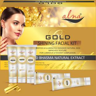 Alna Care Gold Shining facial kit | Purifies & illuminates natural skin improves Texture, for luminous & radiant complexion