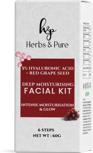 Herbs and Pure Deep Moisturising Facial Kit with Hyaluronic Acid & Red Grapes, Intense Glow