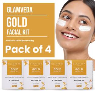 GLAMVEDA Gold Rejuvenating Facial Kit Pack Of 4 | Steps Facial Kit