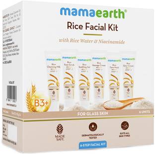 Mamaearth Rice Facial Kit With Rice Water & Niacinamide for Glass Skin in 6 Easy Steps
