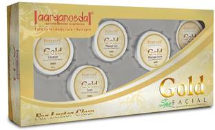 Aaryanveda Gold Facial Kit For Instant Glow, Remove Tan & Blackheads With Tea tree & Rose