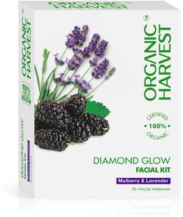 Organic Harvest Diamond Glow Facial Kit: Mulberry & Lavender | 6-step Instant Glow & Smooth Skin