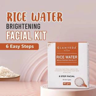 GLAMVEDA Rice Water Brightening Facial Kit For Nourishes Skin - 6 Steps Facial Kit