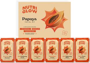 NutriGlow NATURAL'S Advanced Pro Formula Papaya Facial Kit For Even Skin Tone, Excess Pigmentation & Helps Reduce Scars(60gm)