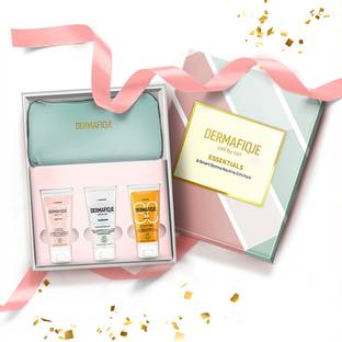Dermafique Gift Essential-Skincare Routine Set of 3 with Premium Pouch,Dermatologist Tested