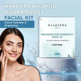 GLAMVEDA Hyaluronic Acid HydraBoost Facial Kit|Instant Hydration&Glow|6 Steps facial Kit