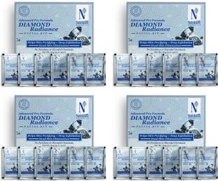 NutriGlow NATURAL'S Advanced Pro Formula Combo Pack of 4 Diamond Radiance Facial Kit 60gm Each For Make Skin Acne & Spot Free,Brightens Up Dull Skin