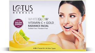 LOTUS HERBALS WhiteGlow Vitamin C + Gold Radiance 4 in 1 Facial Kit|Helps Reduce Dark Spots
