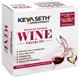 KEYA SETH AROMATHERAPY Wine Facial Kit 6 Steps for Instant Glowing & Blemish-free Beautiful Skin