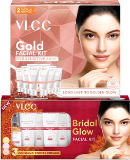 VLCC Bridal Glow Facial Kit (50 g) & Gold Facial kit for Sensitive Skin (60 g)