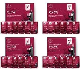 NutriGlow NATURAL'S Advanced Pro Formula Combo Pack of 4 Wine Facial Kit 60 Gm Each for Fairer Complexion, Hydrates & Nourishes Skin