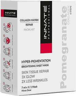 इनसिगनिया वर्ल्ड Pomegranate Facial Kit for Hyperpigmentation with 5 Steps + 1 Sheet Mask | 5 x 7 ml