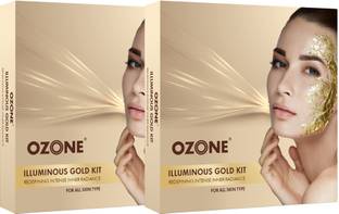 OZONE Illuminous Gold Facial Kit for Glowing Skin | With 6 Easy Step