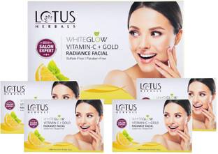 LOTUS HERBALS WhiteGlow Vitamin C + Gold Radiance Facial Kit(4 in 1) (57 g × 4)
