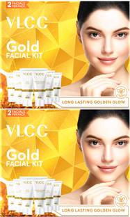 VLCC Gold Facial Kit - Bright & glowing skin - Parlour Glow (Pack of 2)