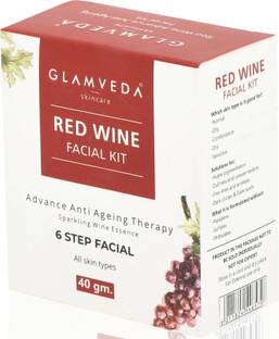 GLAMVEDA Red Wine Advance Anti Ageing Facial Kit | 6 Step Facial | All Skin Type
