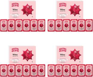 NutriGlow NATURAL'S Advanced Pro Formula Combo Pack of 4 Wine Facial Kit 60 Gm Each for Fairer Complexion, Hydrates & Nourishes Skin