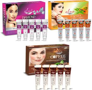 Alna Care Diamond Facial kit and Papaya De-pigmentation Facial kit with Coffee Facial kit