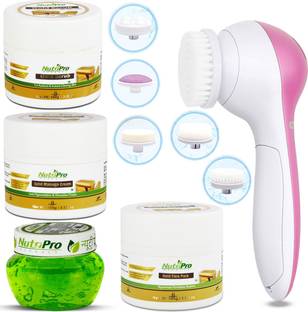 NutriPro Gold Facial Kit With Aloevera Gel Extract With Gold Dust & Almond Oil & Massager