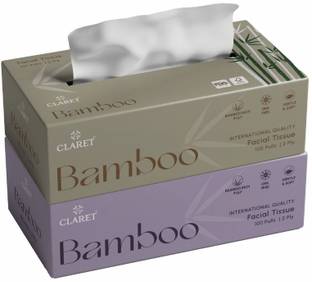 CLARET Soft 2-Ply Bamboo Facial Paper|100 Pulls Each|Pack of 2