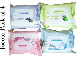 Jocoto Refreshing Wet Wipes | 4 Different Fragrance |Face & Travel Use For Girls & Boys