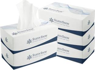 SILKEN SNOW 2 Ply 100 Pulls Facial Tissue Paper Box, Car Tissue Box, Face Tissue - 500 Pulls