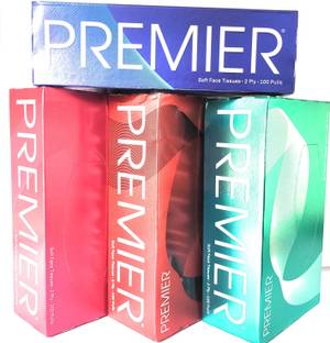 Premier Box Face Tissue Papers 100 Pulls 2Ply (Pack of 12-2400 Sheets)